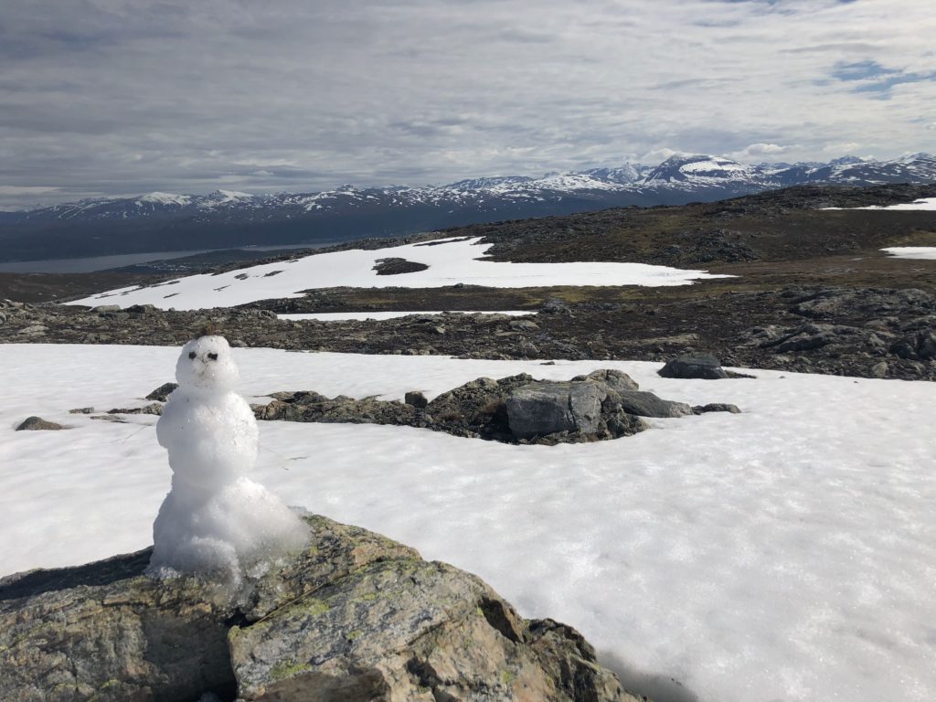 Snowman on a rock